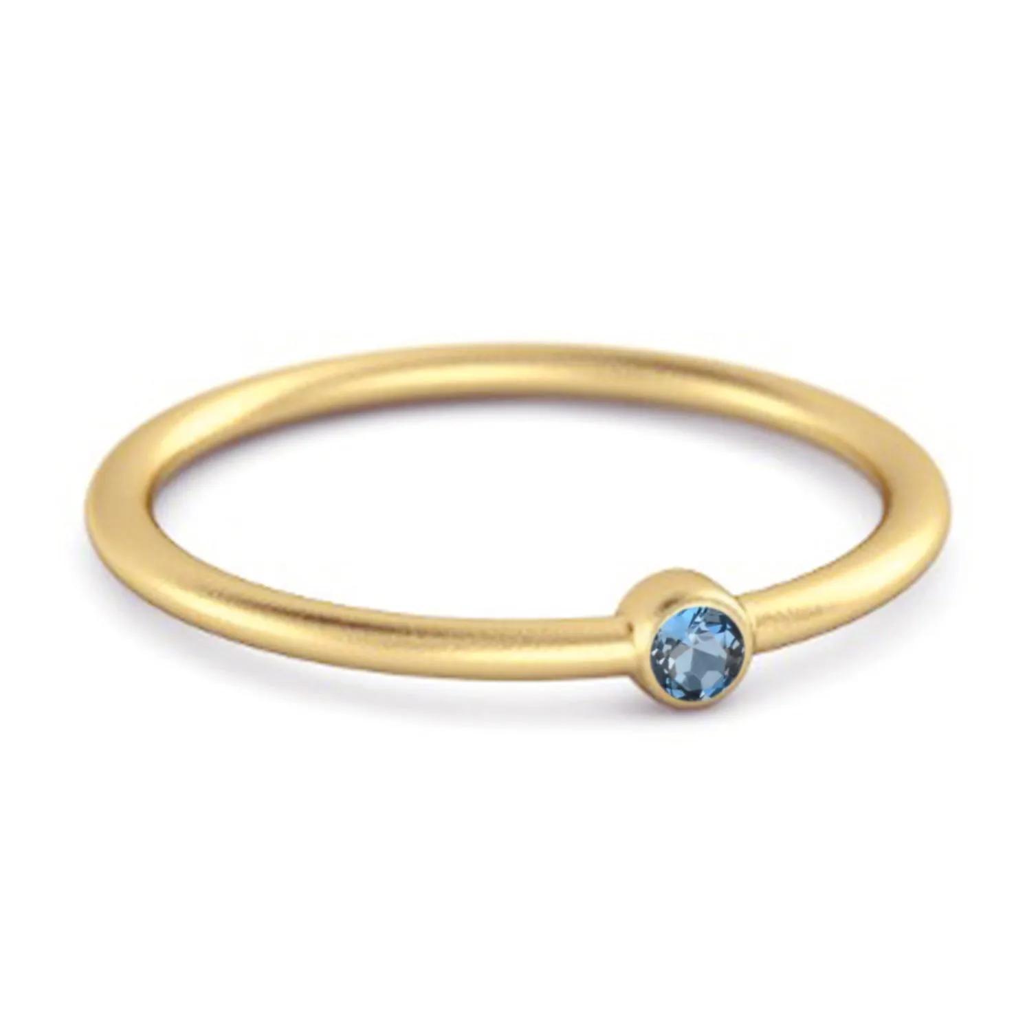 Solitaire 925 Sterling Silver 0.1 Cts London Blue Topaz Stackable Tiny Ring