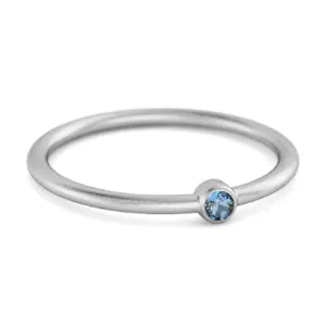 Solitaire 925 Sterling Silver 0.1 Cts London Blue Topaz Stackable Tiny Ring