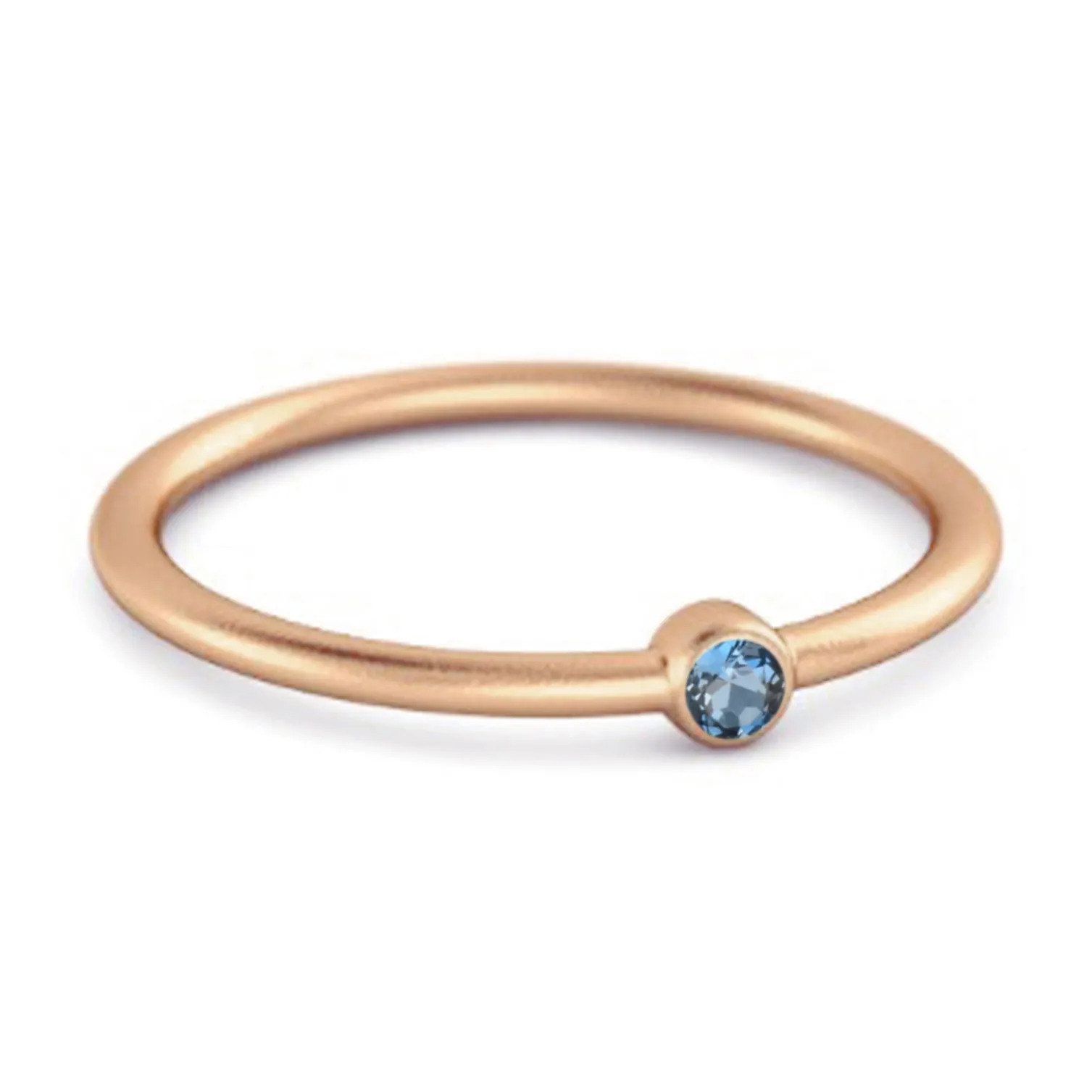 Solitaire 925 Sterling Silver 0.1 Cts London Blue Topaz Stackable Tiny Ring