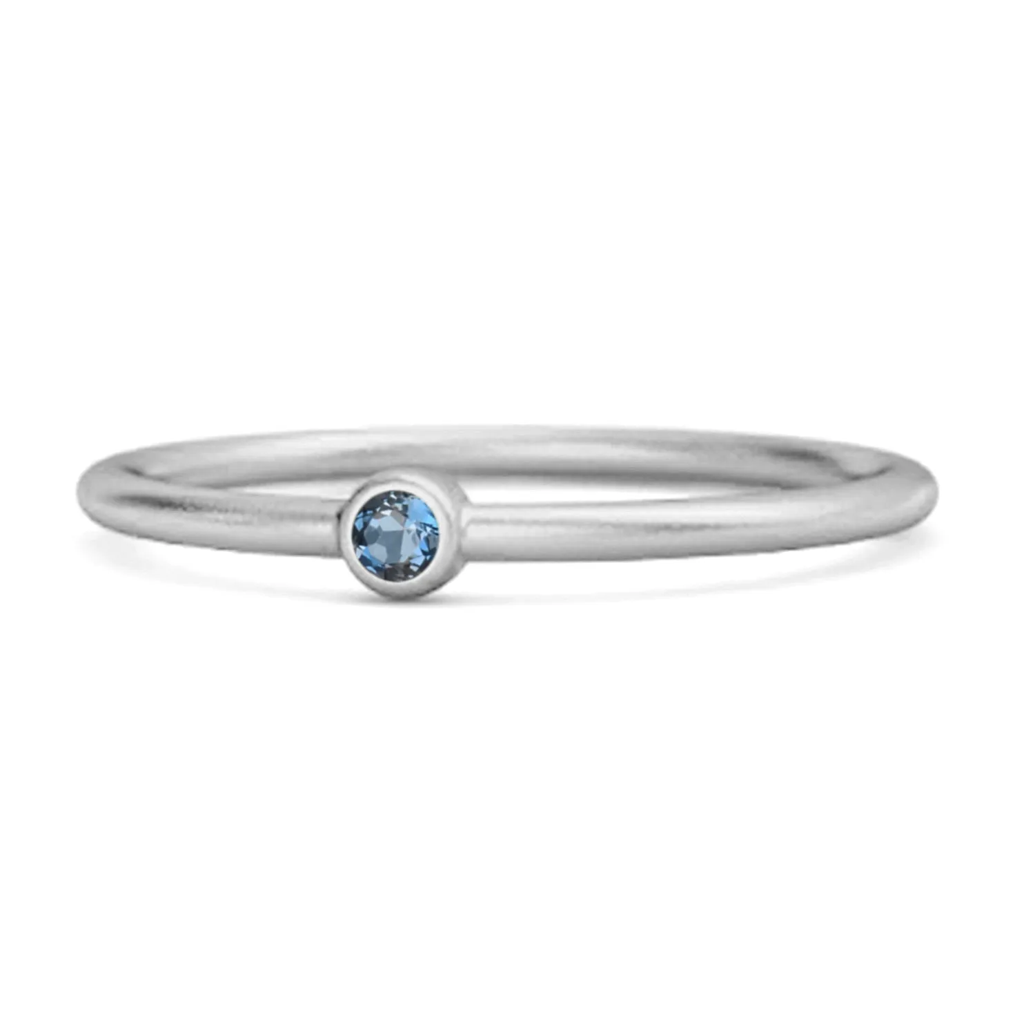 Solitaire 925 Sterling Silver 0.1 Cts London Blue Topaz Stackable Tiny Ring