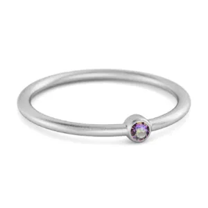 Solitaire 925 Sterling Silver 0.1 Cts Mystic Topaz Stackable Tiny Ring