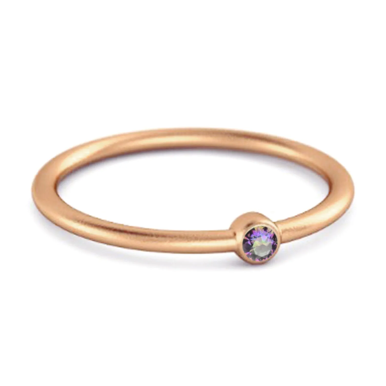 Solitaire 925 Sterling Silver 0.1 Cts Mystic Topaz Stackable Tiny Ring