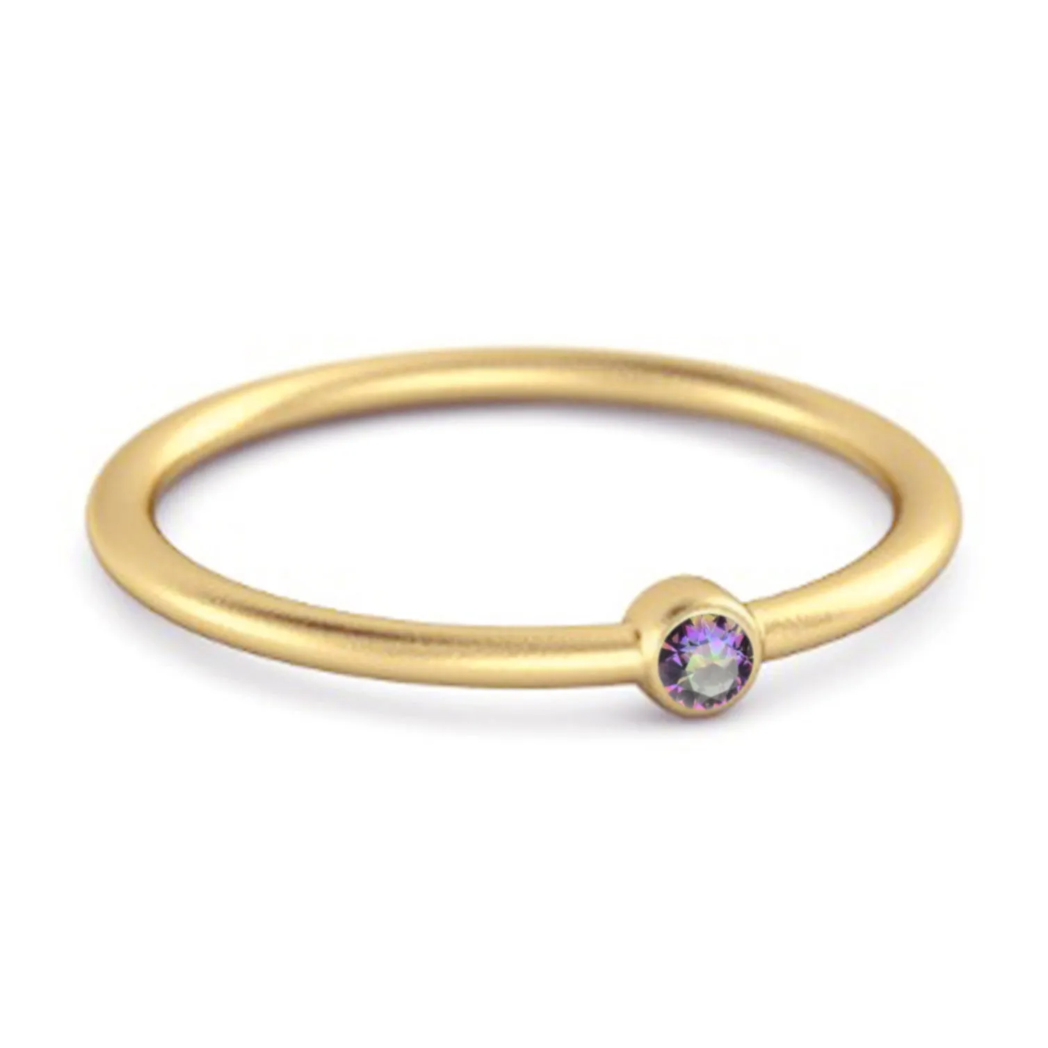 Solitaire 925 Sterling Silver 0.1 Cts Mystic Topaz Stackable Tiny Ring