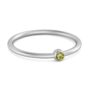 Solitaire 925 Sterling Silver 0.1 Cts Peridot Stackable Tiny Ring