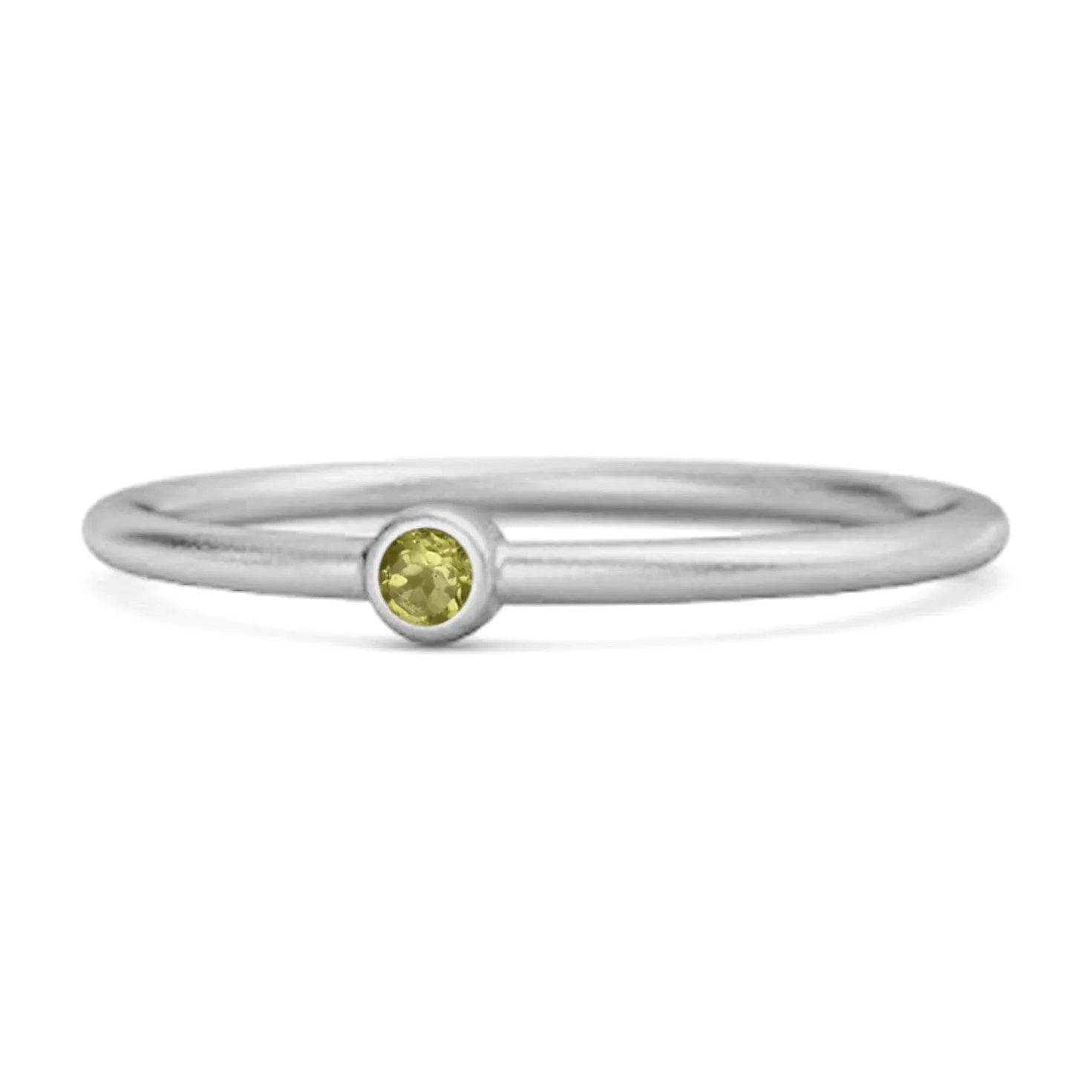 Solitaire 925 Sterling Silver 0.1 Cts Peridot Stackable Tiny Ring