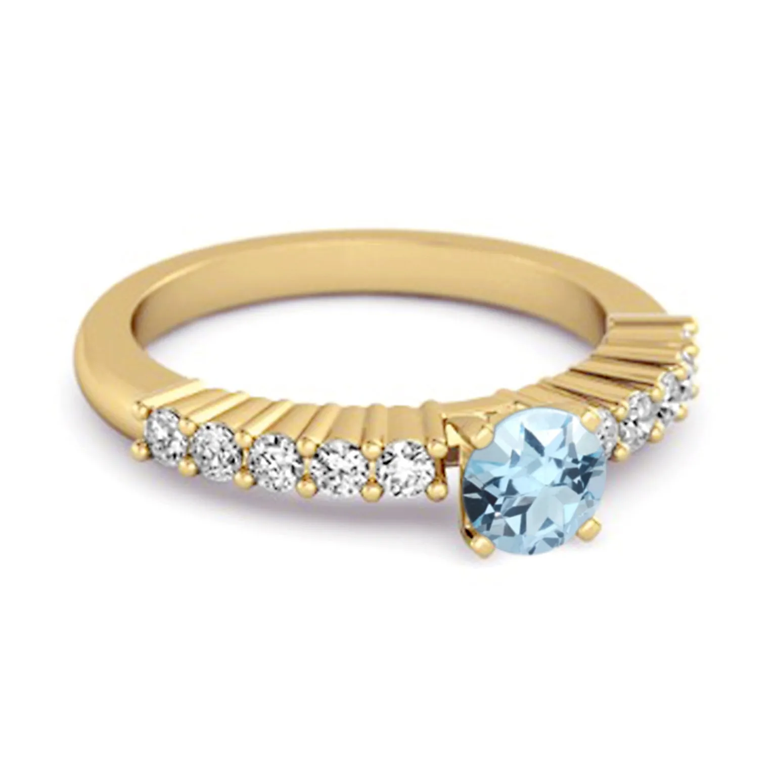 Solitaire Accents 0.10 Ctw Blue Topaz Sterling Silver Bridal Ring