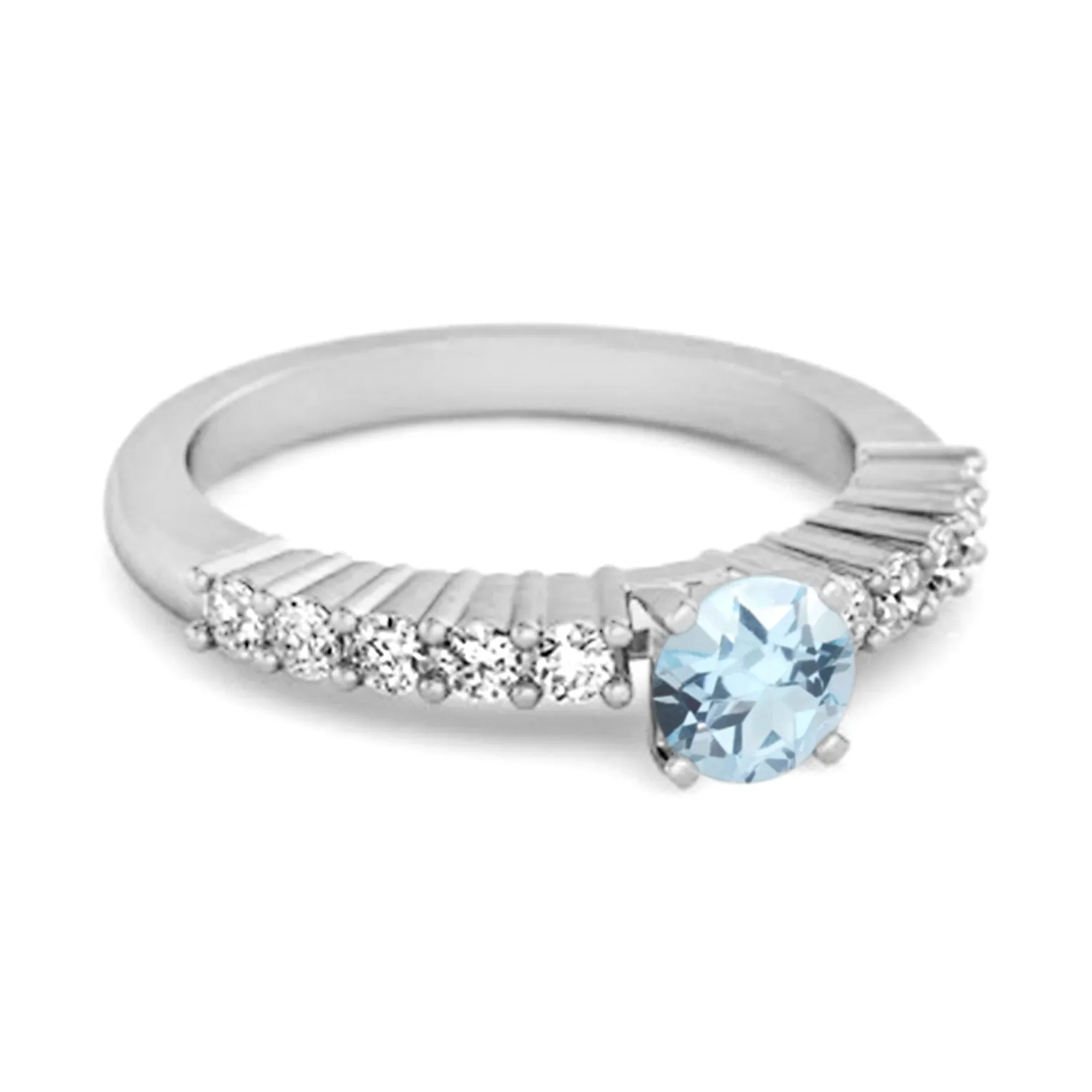 Solitaire Accents 0.10 Ctw Blue Topaz Sterling Silver Bridal Ring