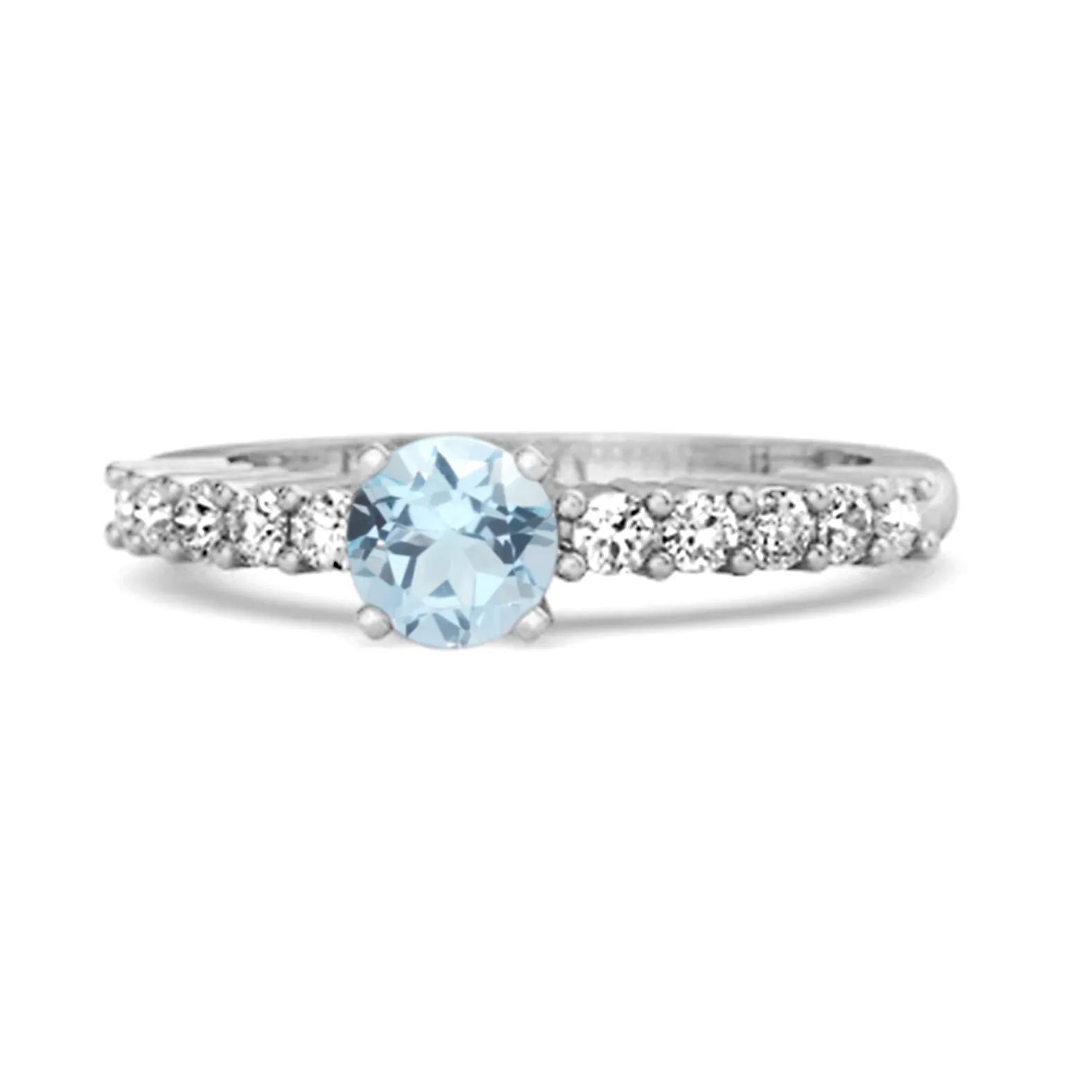 Solitaire Accents 0.10 Ctw Blue Topaz Sterling Silver Bridal Ring