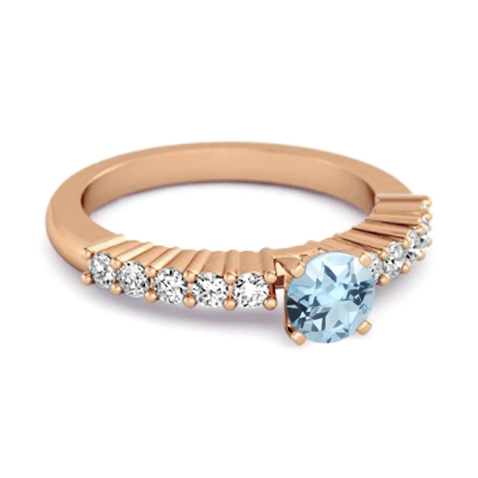 Solitaire Accents 0.10 Ctw Blue Topaz Sterling Silver Bridal Ring