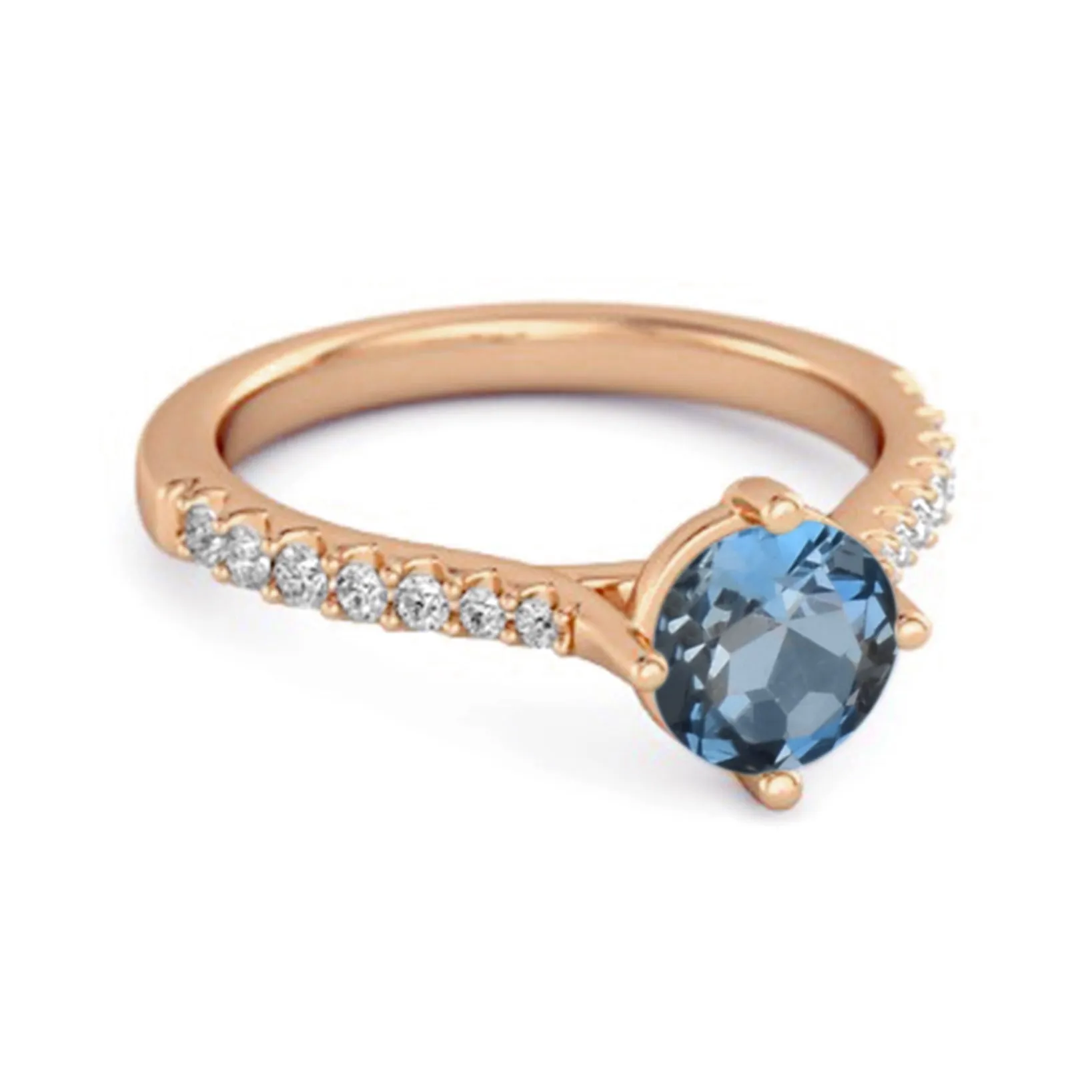 Solitaire Accents 925 Sterling Silver 0.25 Ctw London Blue Topaz Princess Ring
