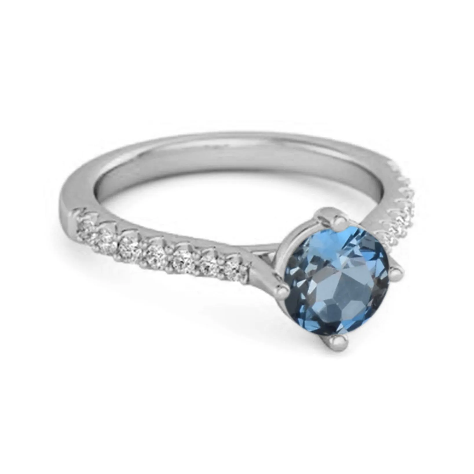 Solitaire Accents 925 Sterling Silver 0.25 Ctw London Blue Topaz Princess Ring
