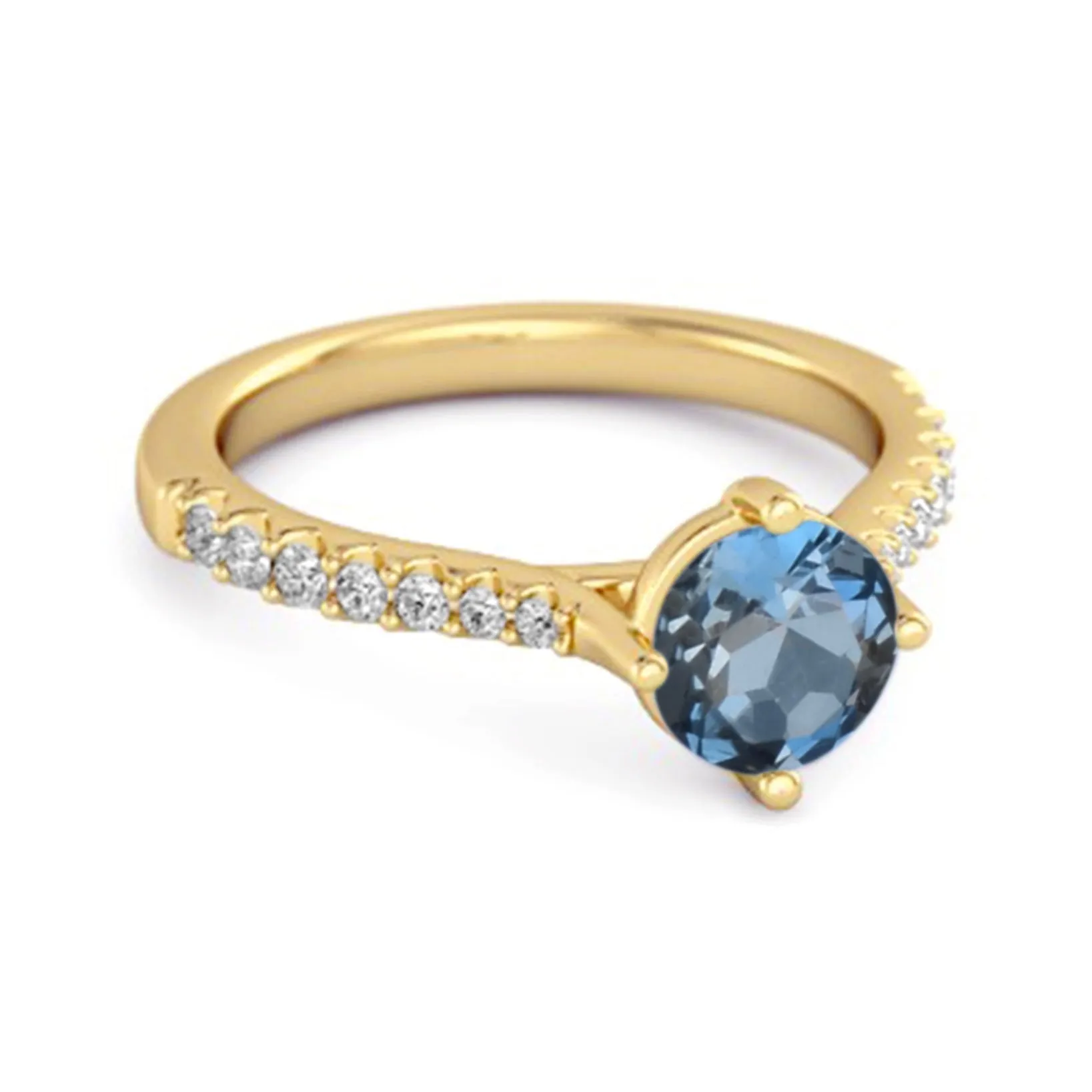 Solitaire Accents 925 Sterling Silver 0.25 Ctw London Blue Topaz Princess Ring