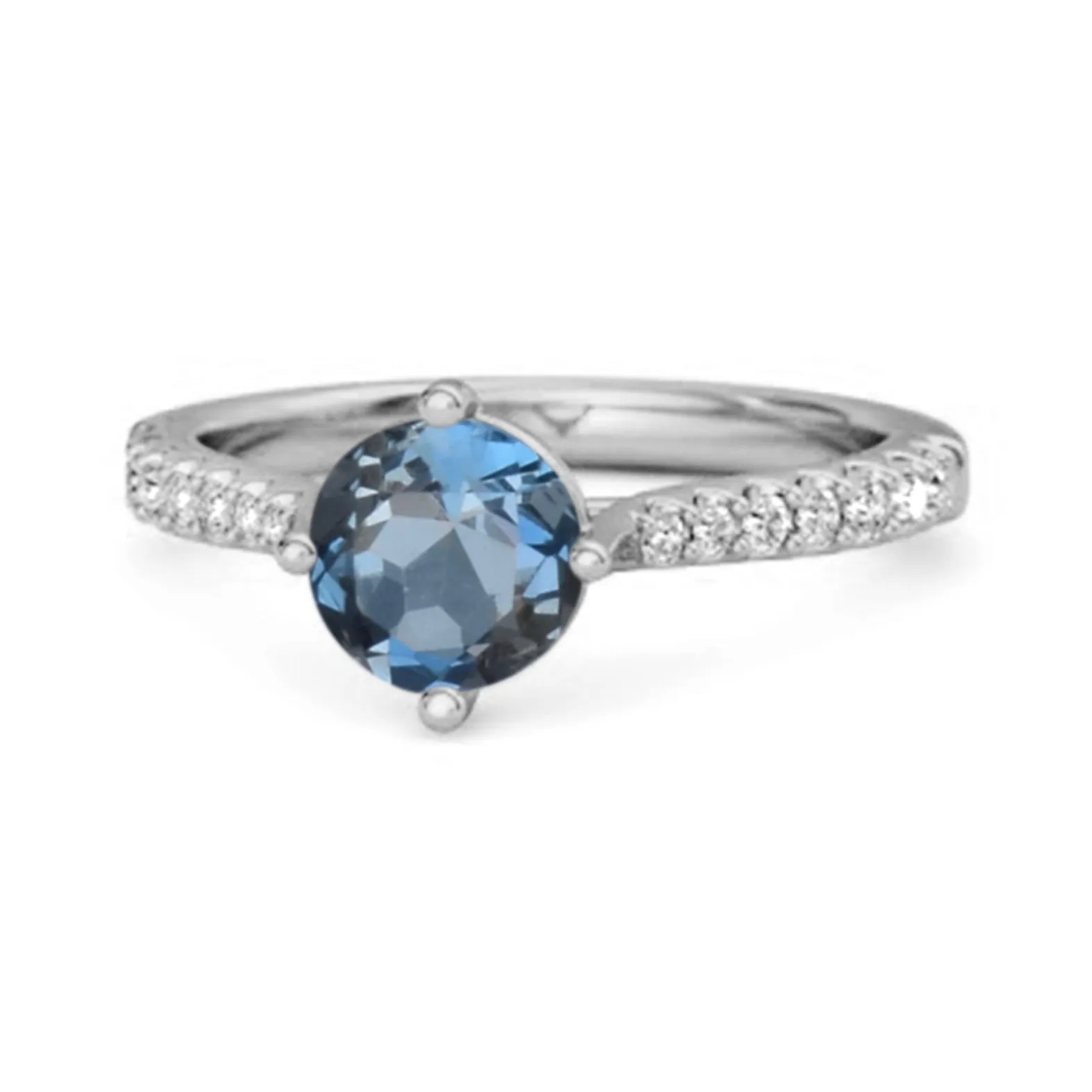 Solitaire Accents 925 Sterling Silver 0.25 Ctw London Blue Topaz Princess Ring