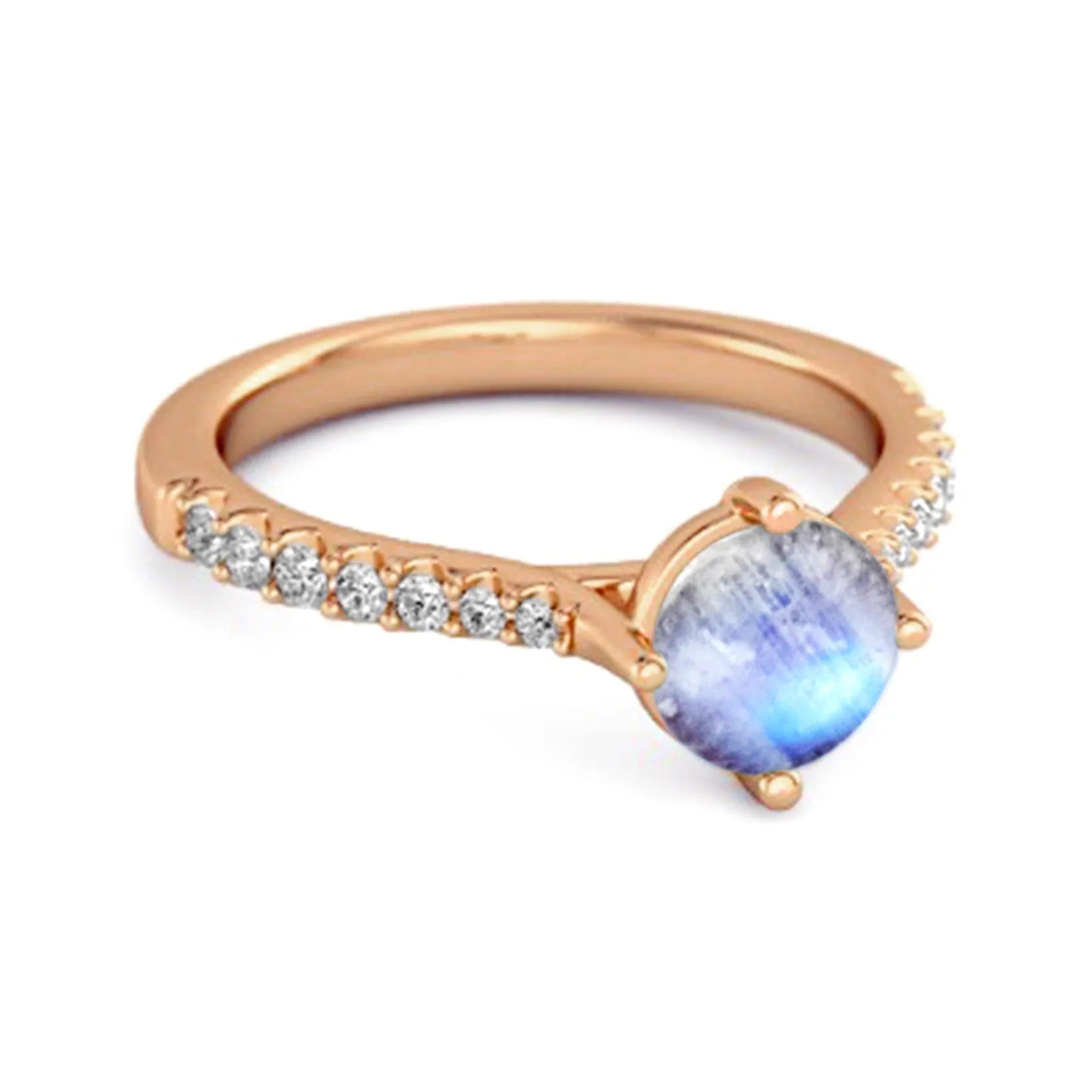 Solitaire Accents 925 Sterling Silver 0.25 Ctw Moonstone Princess Ring