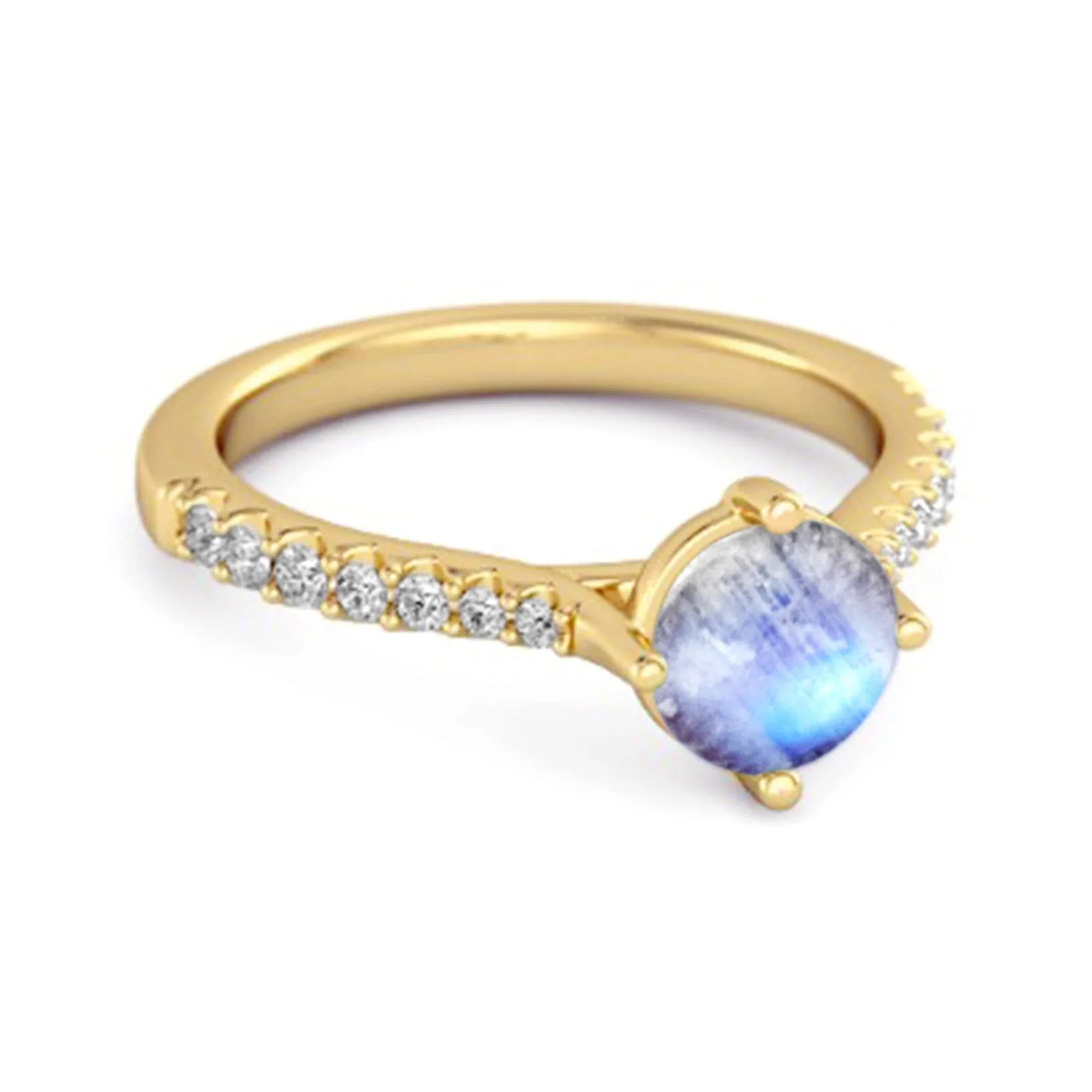 Solitaire Accents 925 Sterling Silver 0.25 Ctw Moonstone Princess Ring