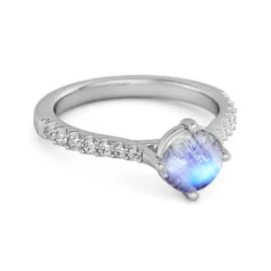 Solitaire Accents 925 Sterling Silver 0.25 Ctw Moonstone Princess Ring