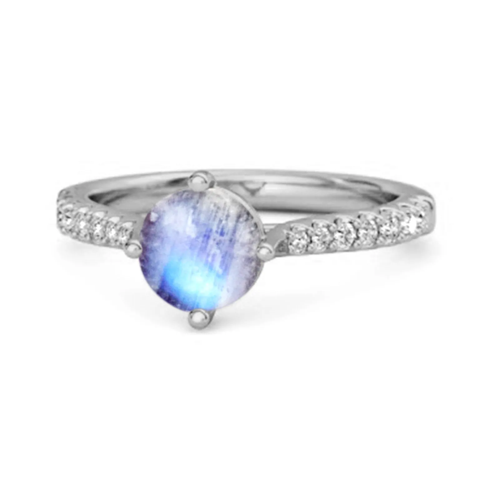 Solitaire Accents 925 Sterling Silver 0.25 Ctw Moonstone Princess Ring