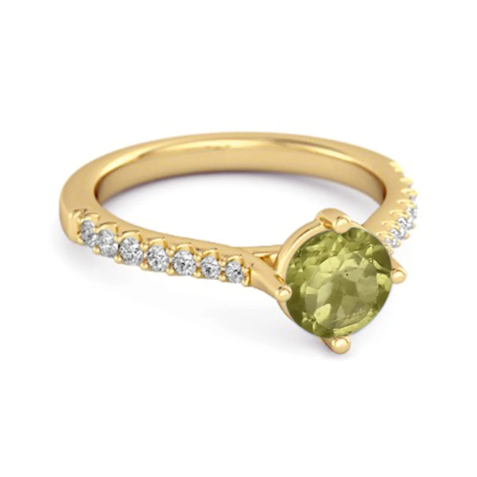 Solitaire Accents 925 Sterling Silver 0.25 Ctw Peridot Princess Ring
