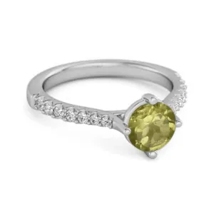 Solitaire Accents 925 Sterling Silver 0.25 Ctw Peridot Princess Ring