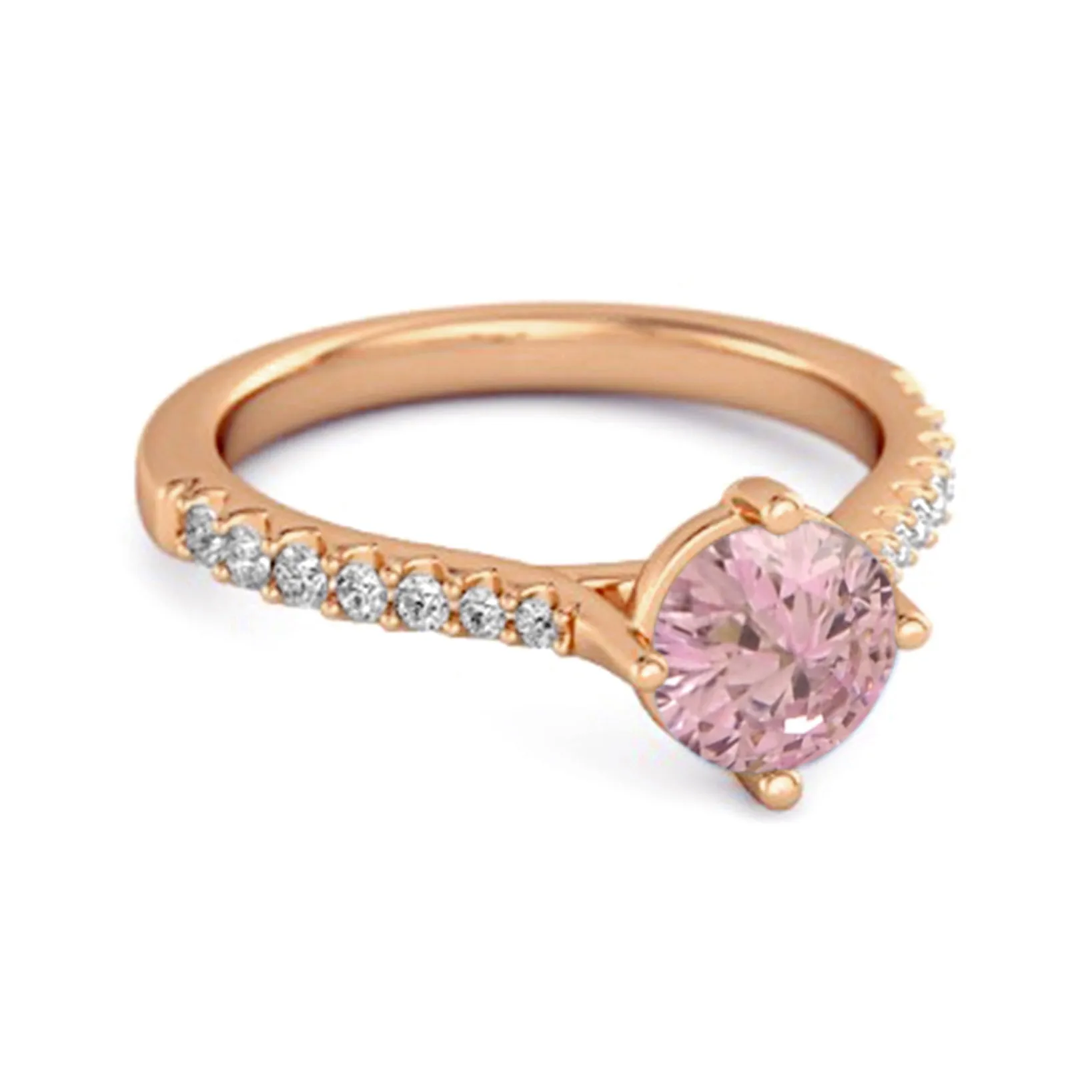 Solitaire Accents 925 Sterling Silver 0.25 Ctw Pink Zirconia Princess Ring