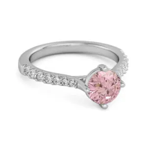 Solitaire Accents 925 Sterling Silver 0.25 Ctw Pink Zirconia Princess Ring