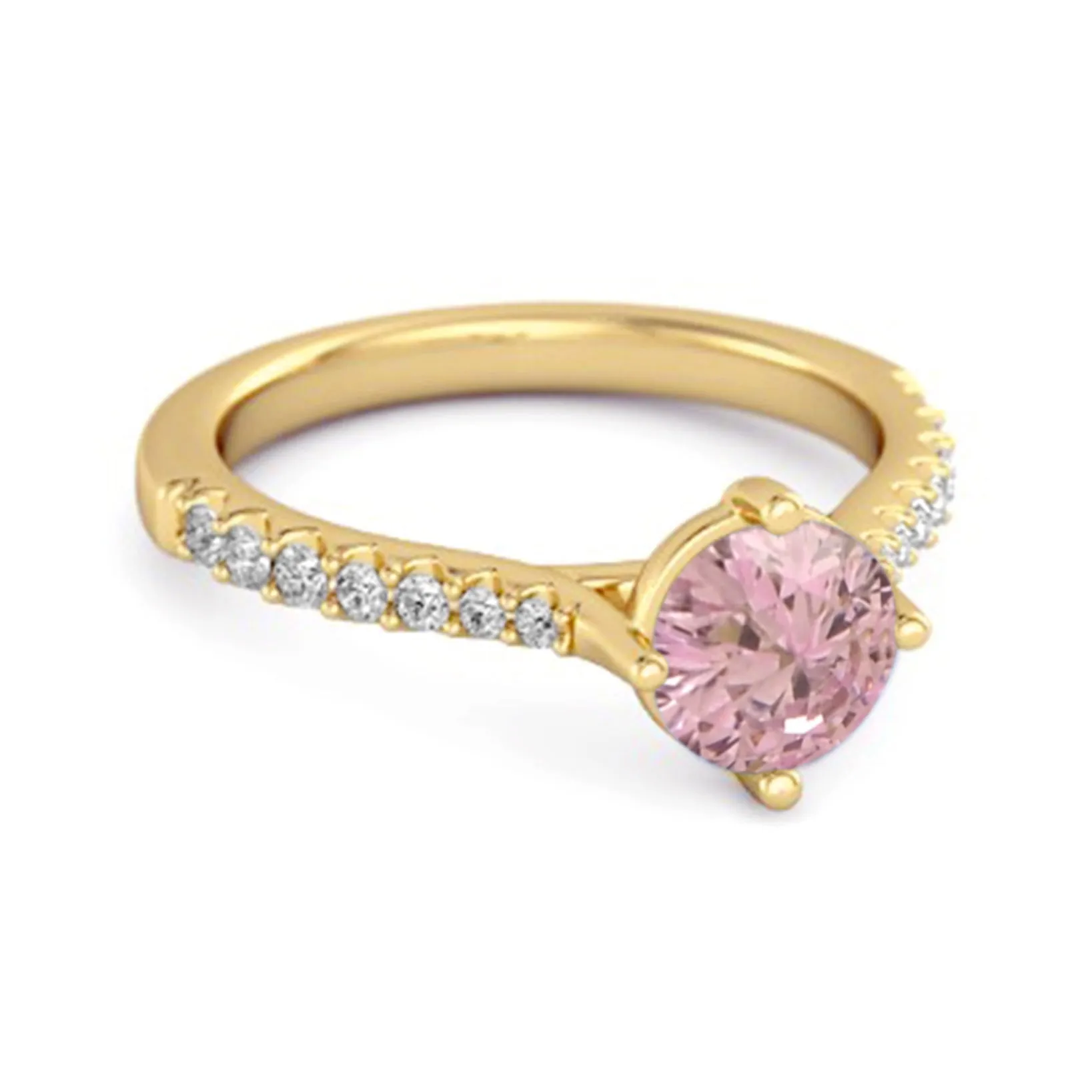 Solitaire Accents 925 Sterling Silver 0.25 Ctw Pink Zirconia Princess Ring