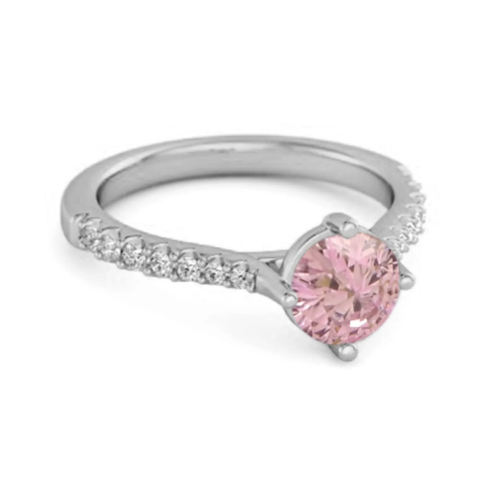 Solitaire Accents 925 Sterling Silver 0.25 Ctw Pink Zirconia Princess Ring