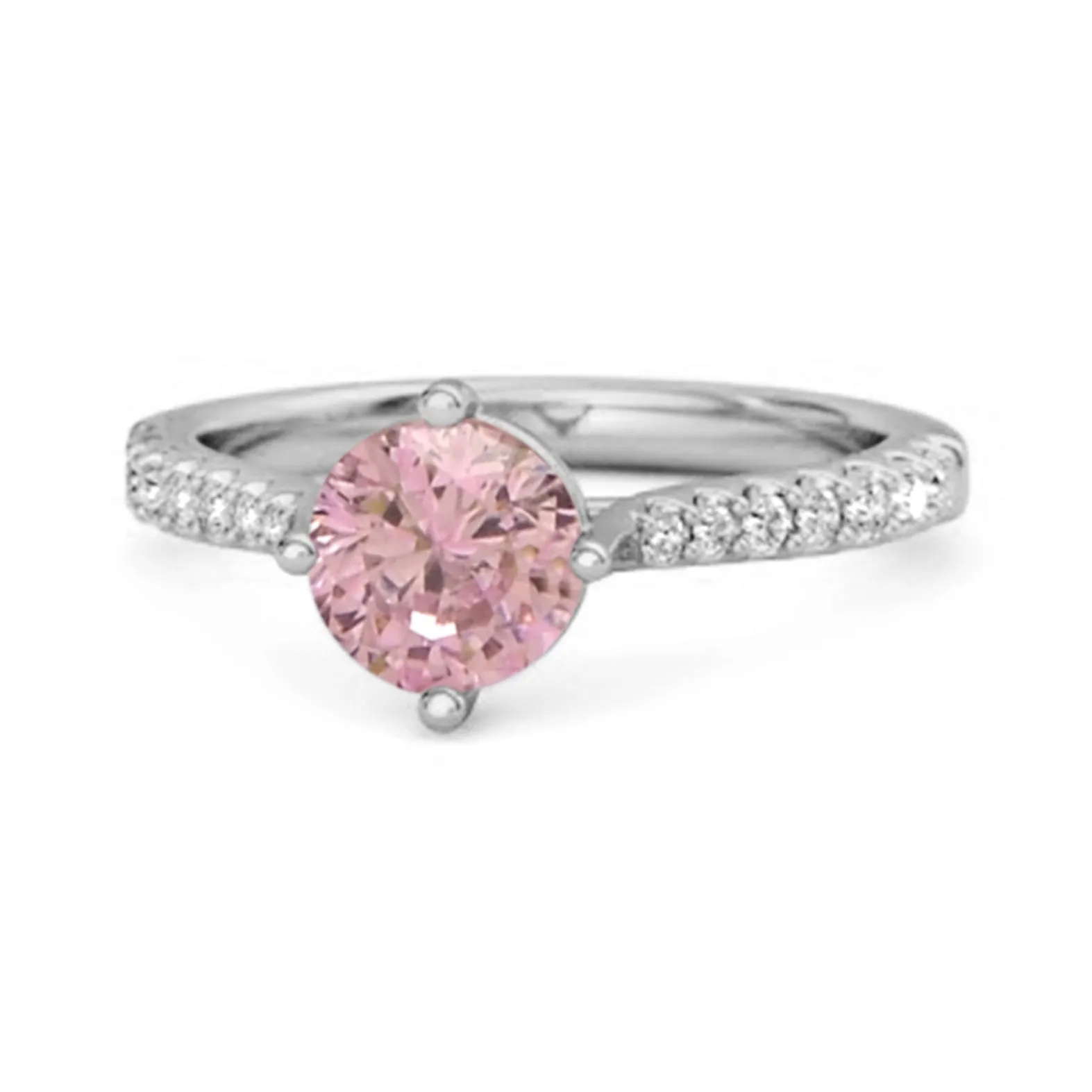 Solitaire Accents 925 Sterling Silver 0.25 Ctw Pink Zirconia Princess Ring