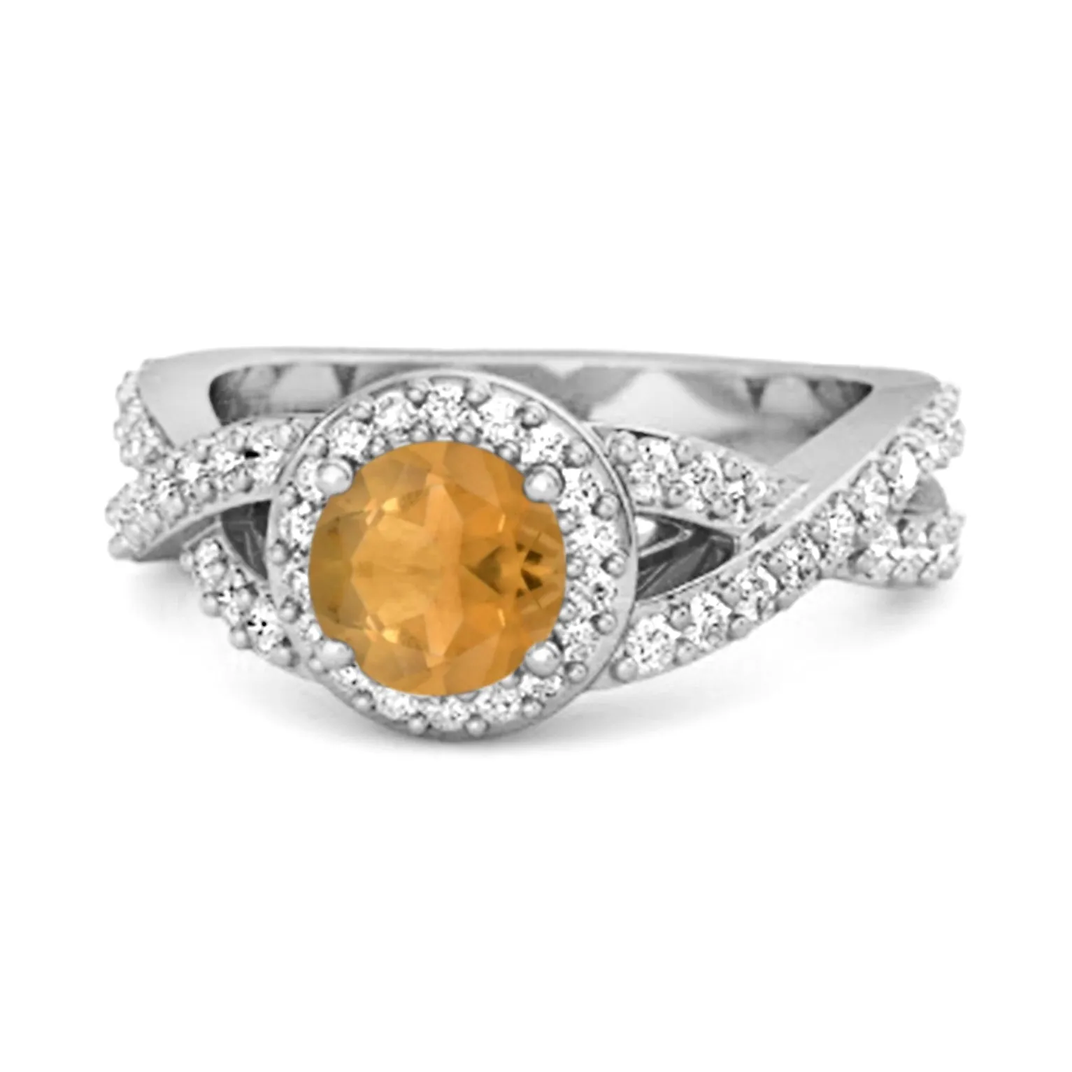 Solitaire Accents Citrine 925 Sterling Silver Infinity Ring