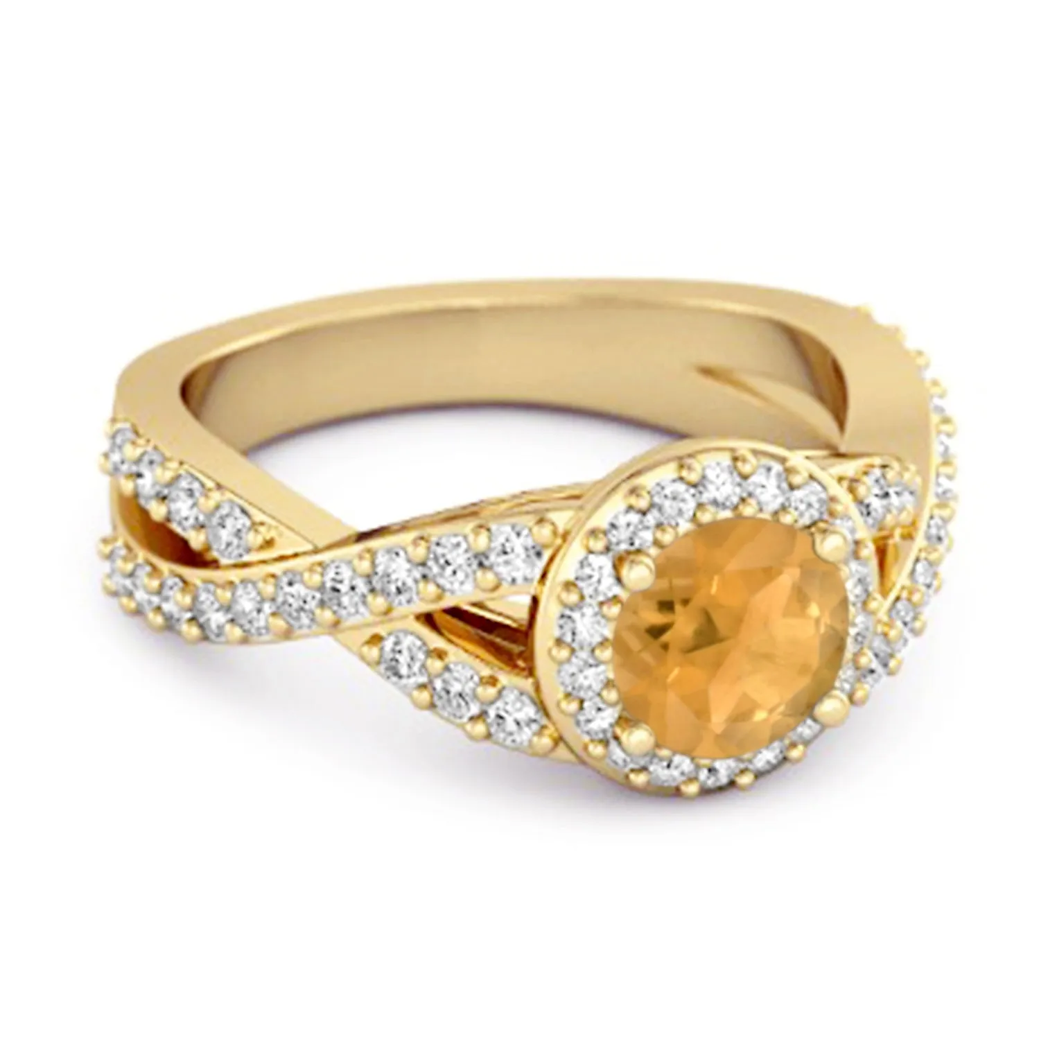 Solitaire Accents Citrine 925 Sterling Silver Infinity Ring