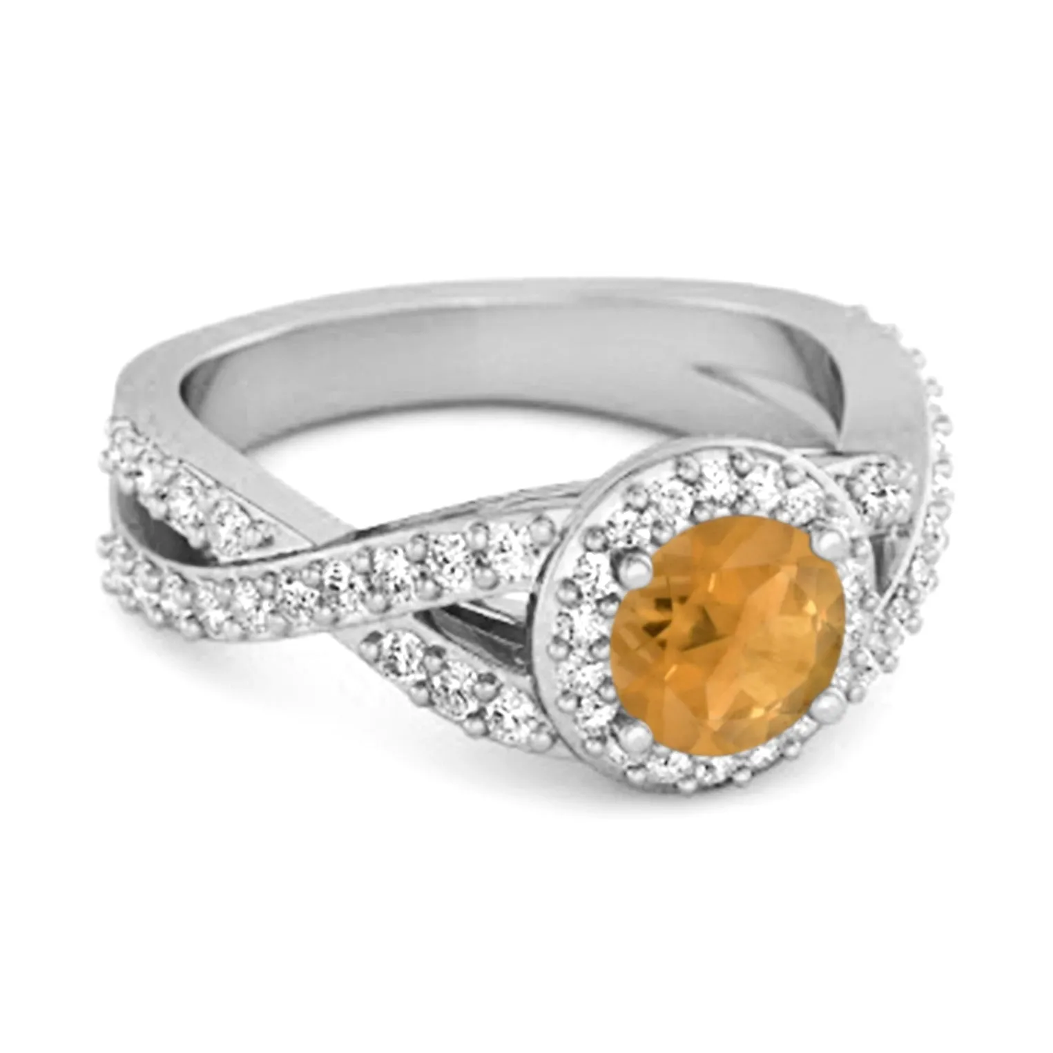 Solitaire Accents Citrine 925 Sterling Silver Infinity Ring