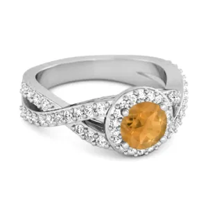Solitaire Accents Citrine 925 Sterling Silver Infinity Ring
