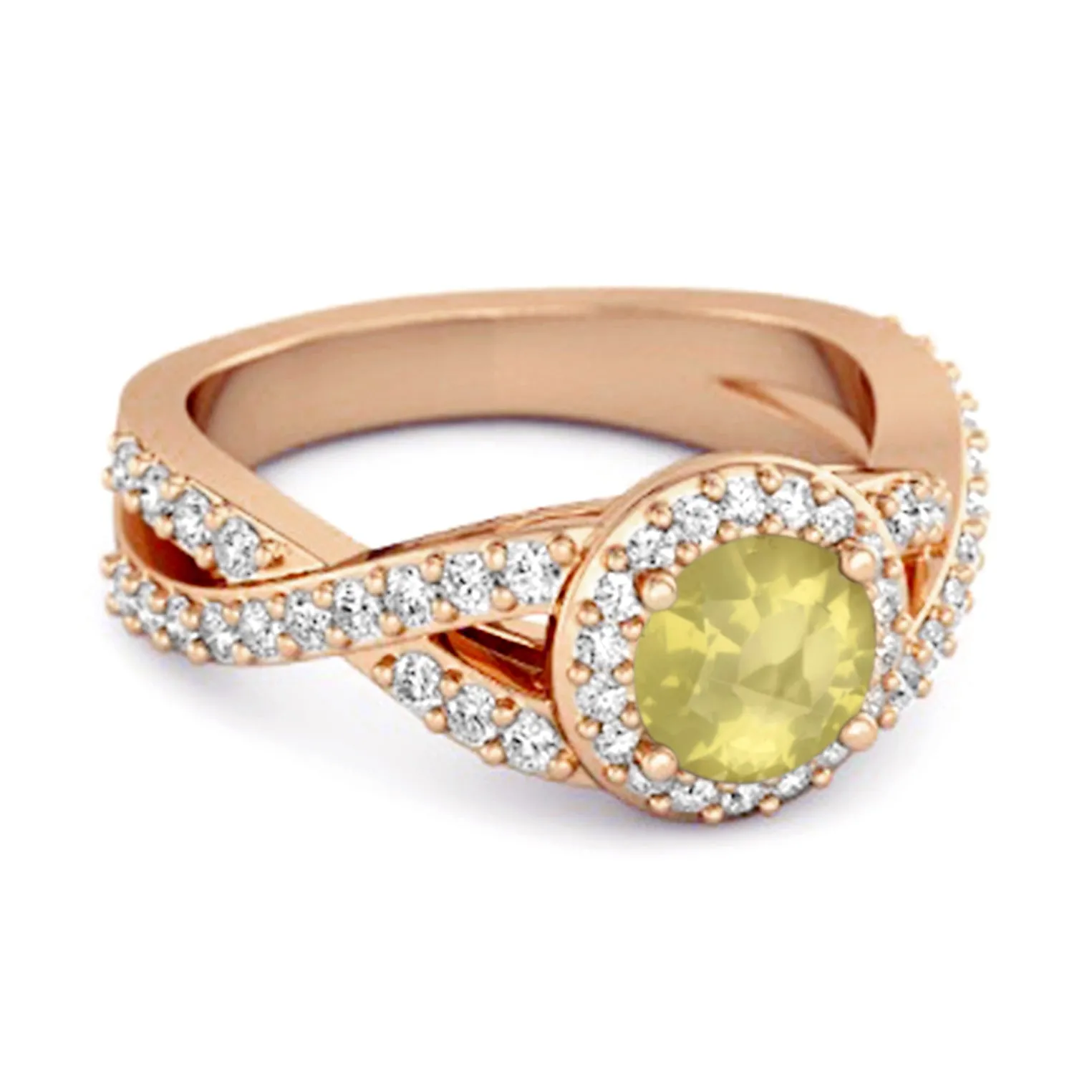 Solitaire Accents Lemon Quartz 925 Sterling Silver Infinity Ring