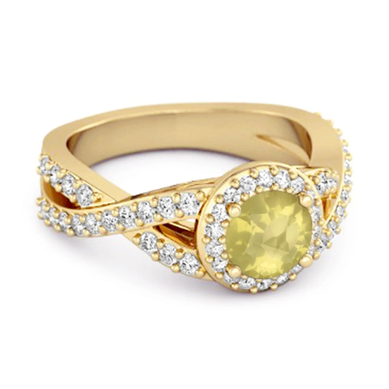 Solitaire Accents Lemon Quartz 925 Sterling Silver Infinity Ring