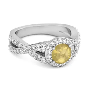Solitaire Accents Lemon Quartz 925 Sterling Silver Infinity Ring