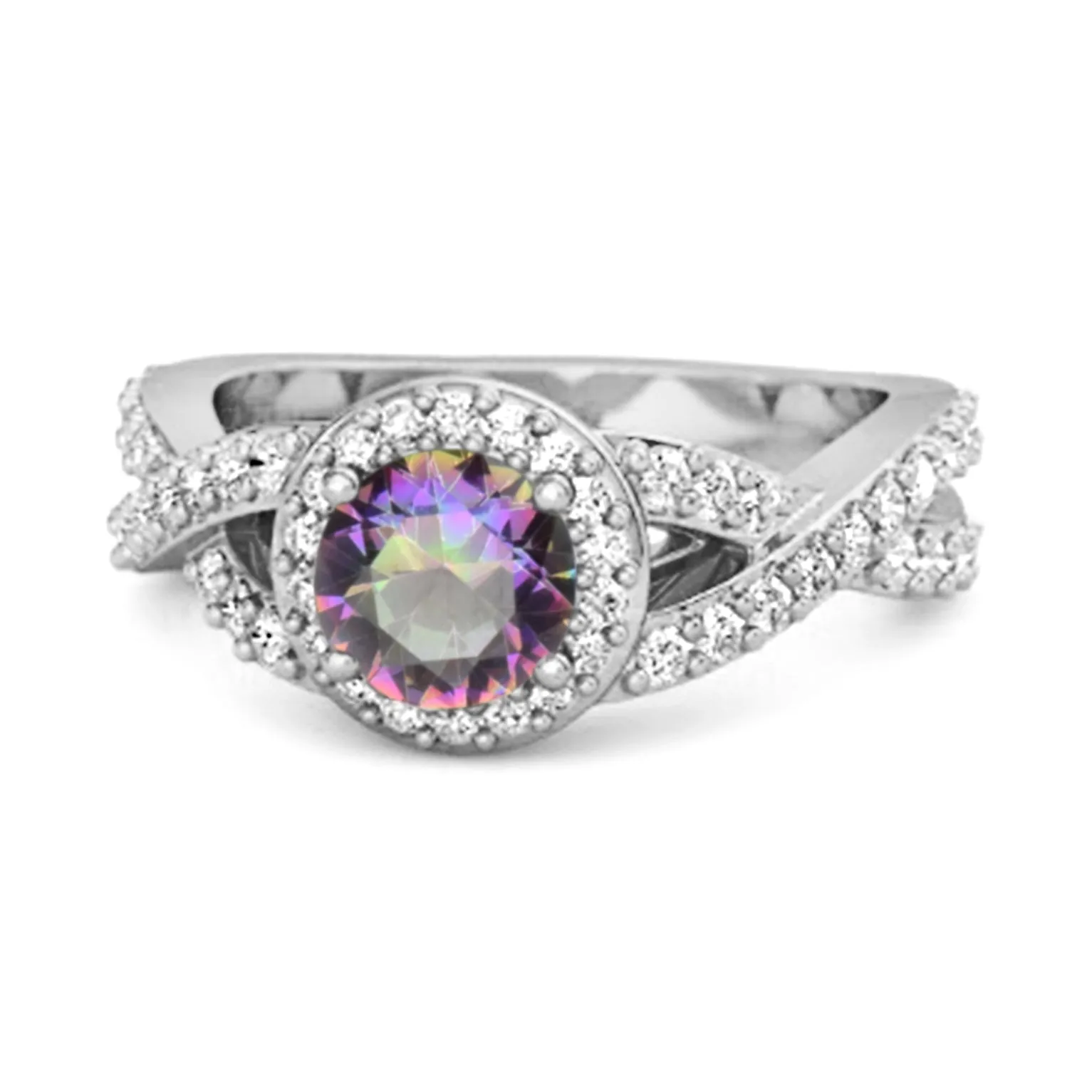 Solitaire Accents Mystic Topaz 925 Sterling Silver Infinity Ring