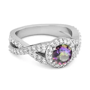 Solitaire Accents Mystic Topaz 925 Sterling Silver Infinity Ring