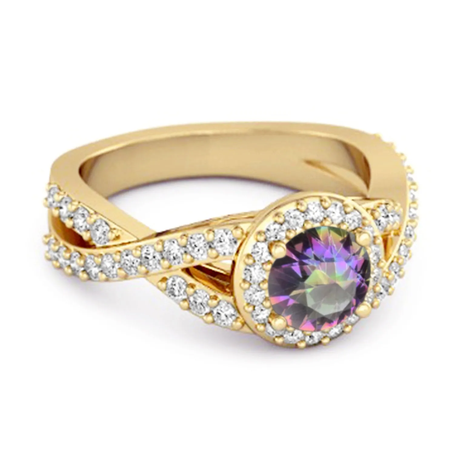Solitaire Accents Mystic Topaz 925 Sterling Silver Infinity Ring