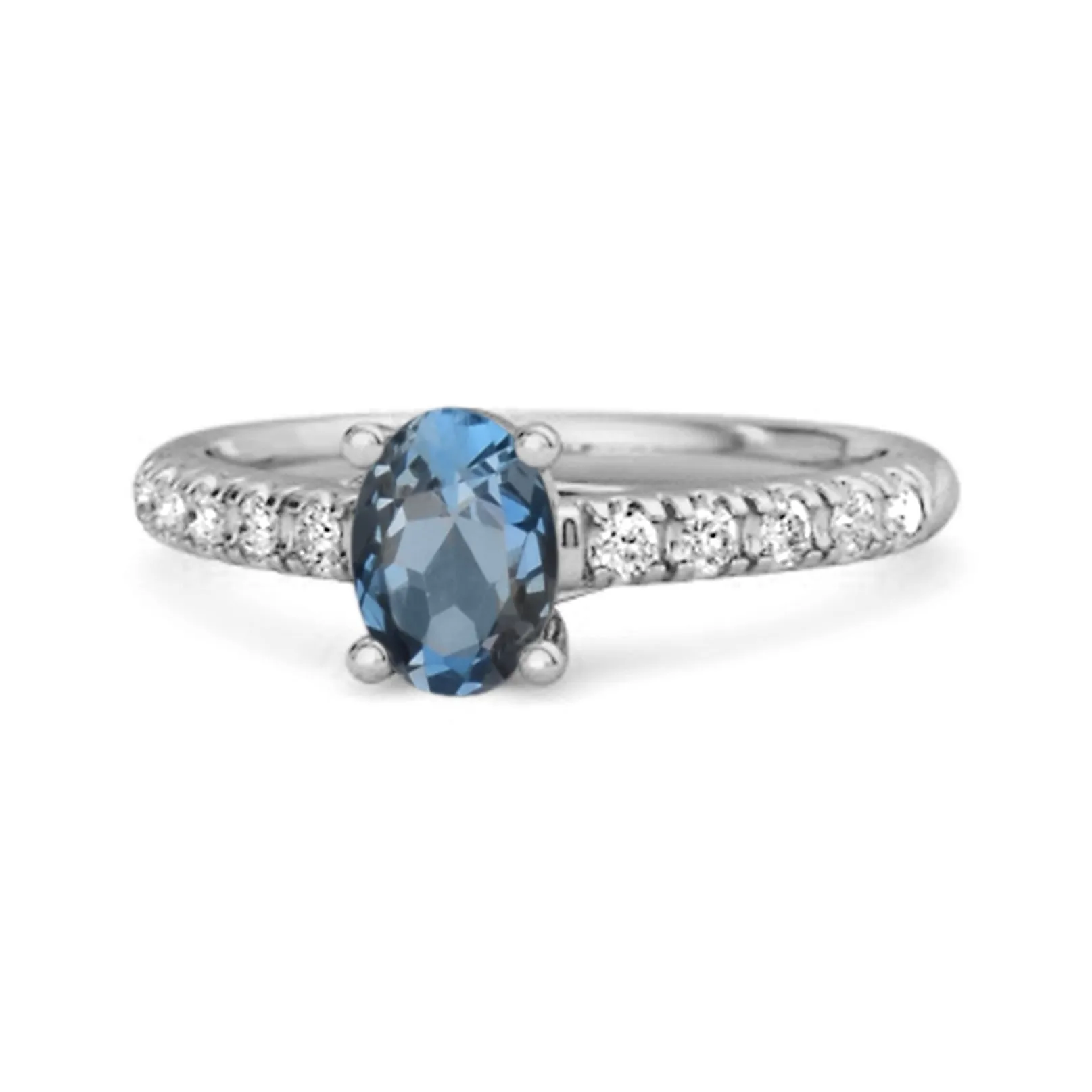 Solitaire London Blue Topaz 925 Sterling Silver Floating Halo Bridal Ring