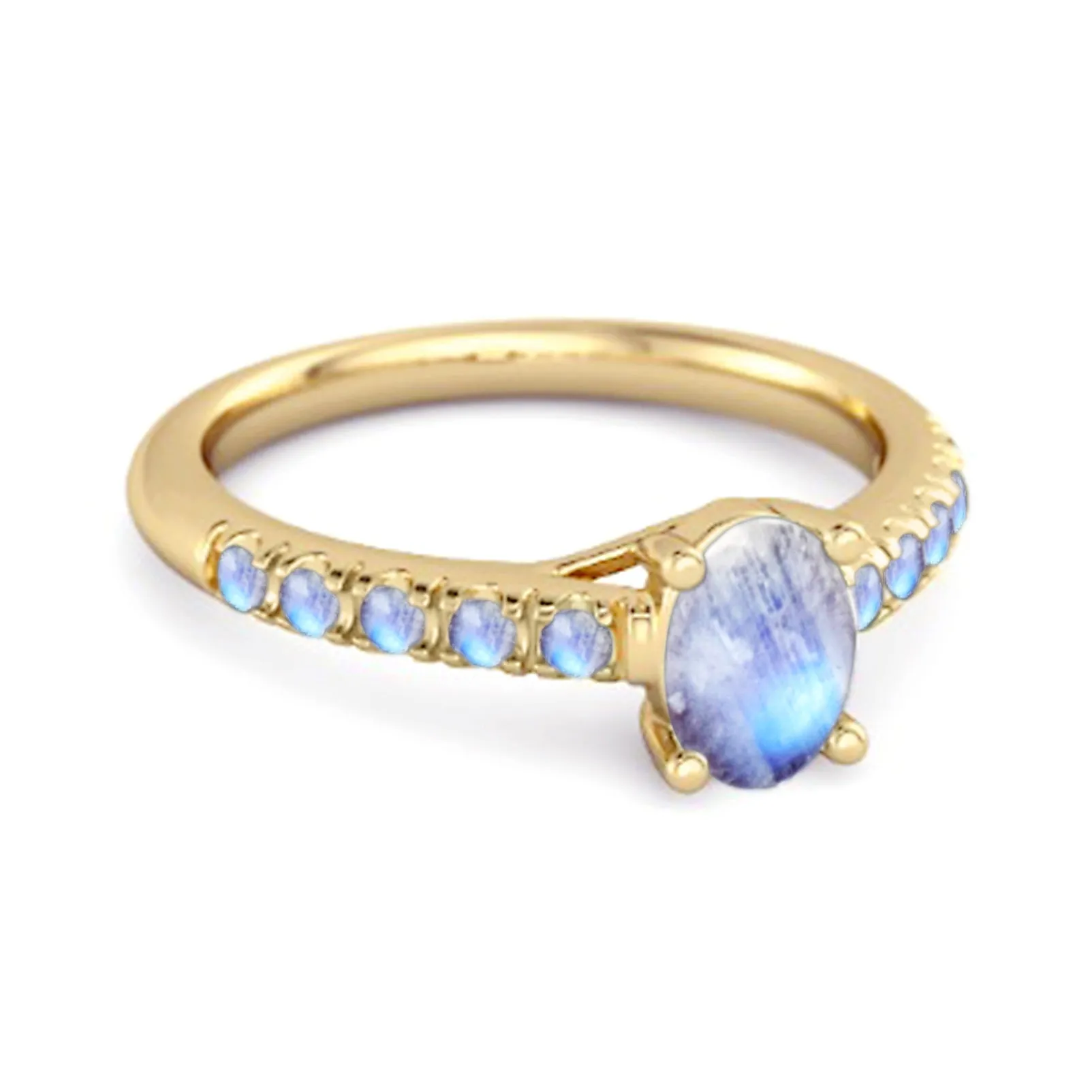 Solitaire Oval Moonstone 925 Sterling Silver Floating Halo Ring