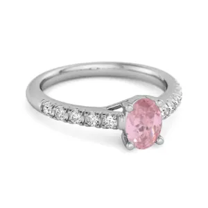 Solitaire Pink Zirconia 925 Sterling Silver Floating Halo Bridal Ring