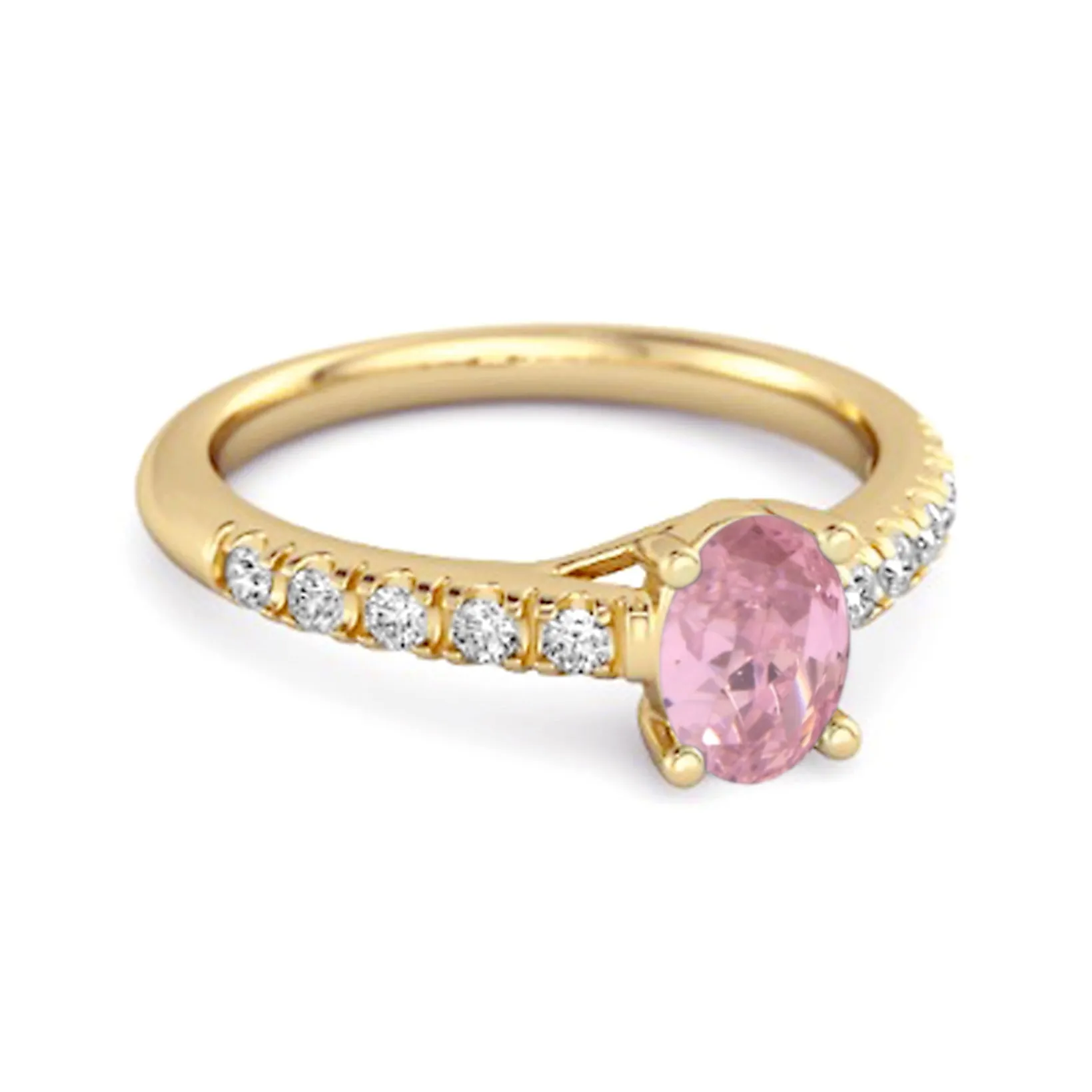 Solitaire Pink Zirconia 925 Sterling Silver Floating Halo Bridal Ring