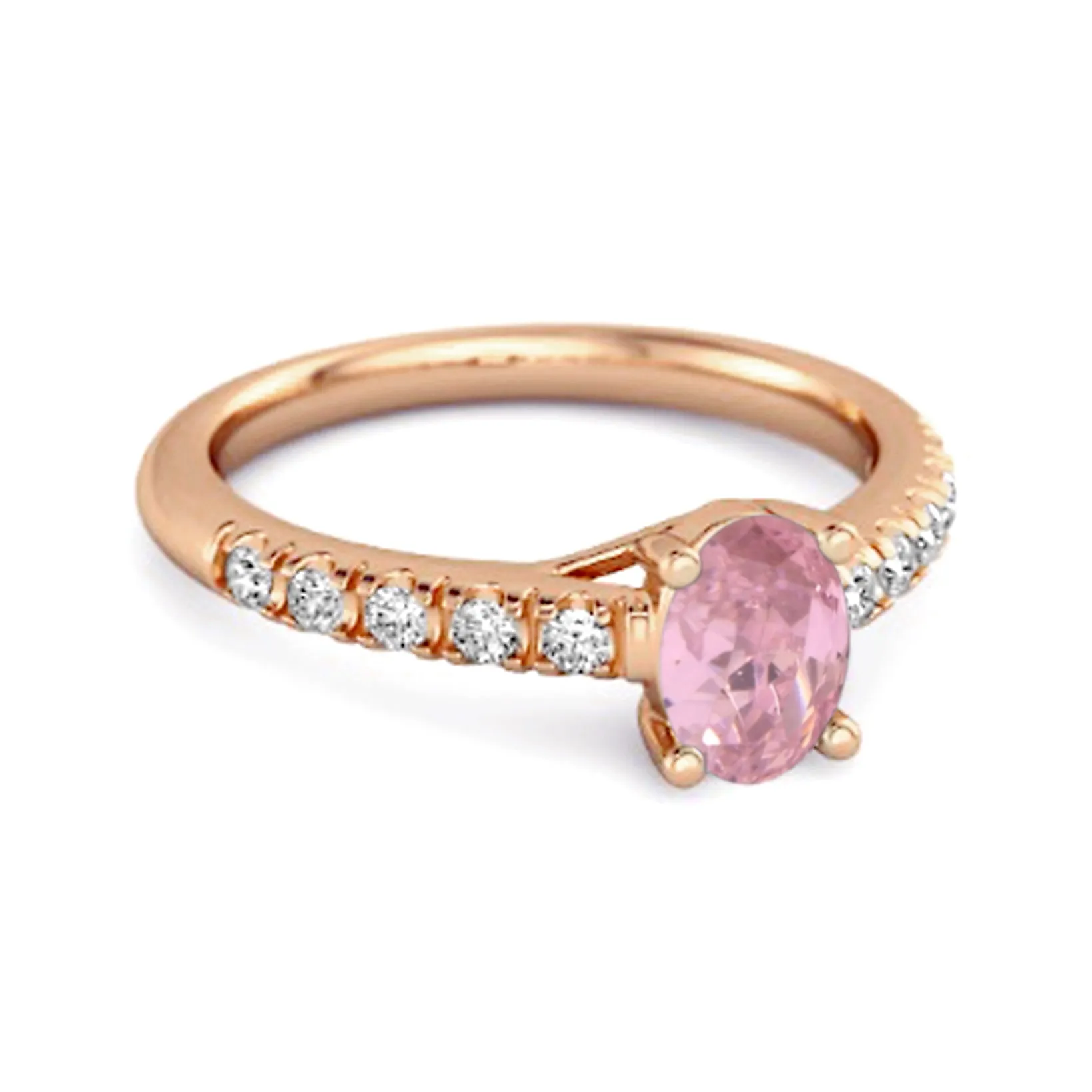 Solitaire Pink Zirconia 925 Sterling Silver Floating Halo Bridal Ring