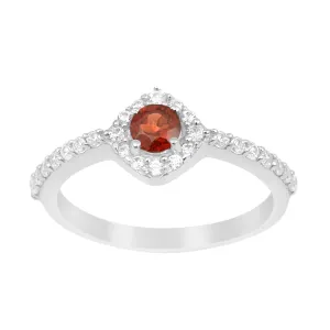 Solitaire Round 4mm Garnet & White Accents Women Wedding Ring
