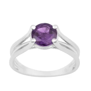 Solitaire Round 8mm Amethyst 925 Sterling Silver Wedding Ring