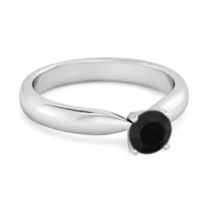 Solitaire Round Cut Black Spinel 925 Sterling Silver Promise Ring