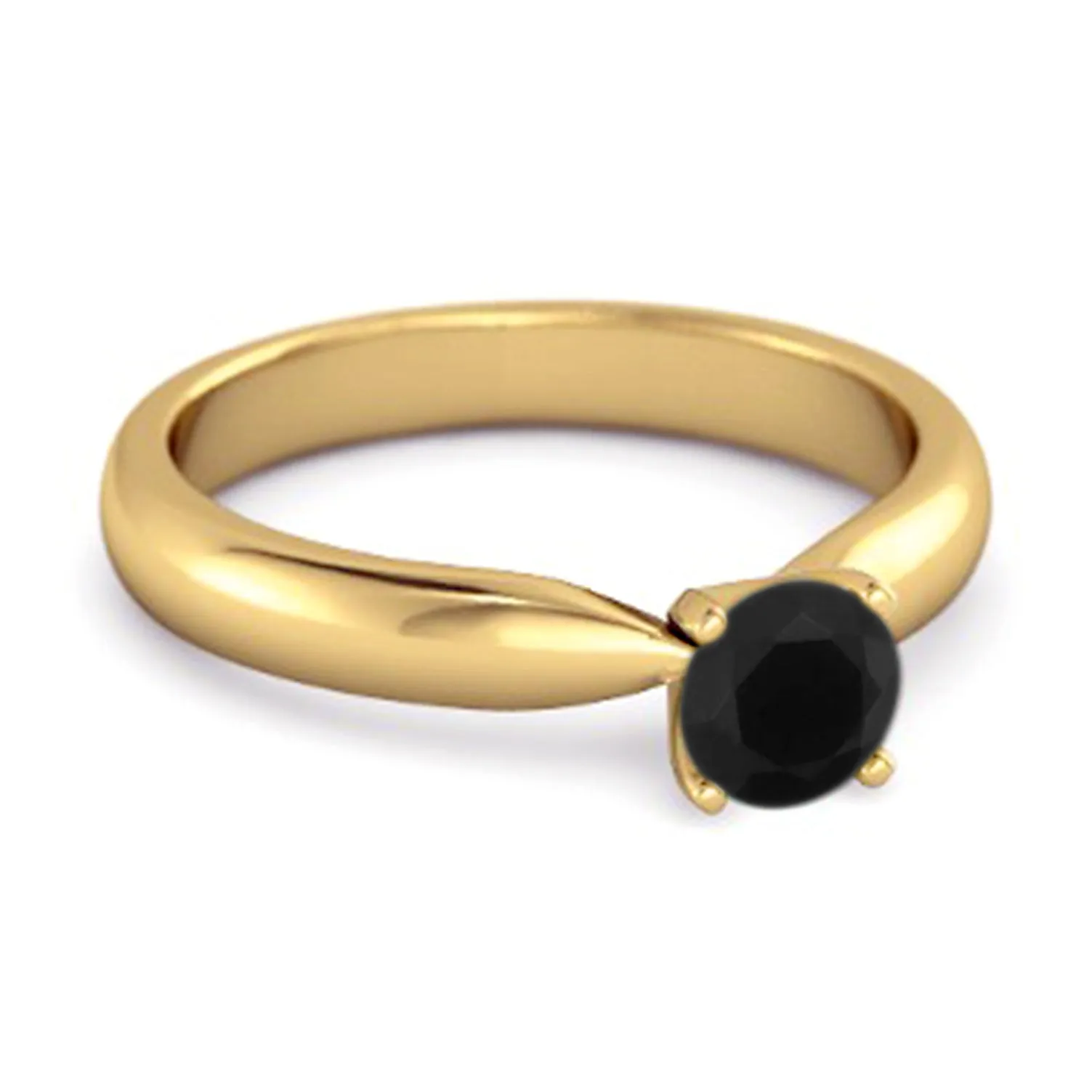Solitaire Round Cut Black Spinel 925 Sterling Silver Promise Ring