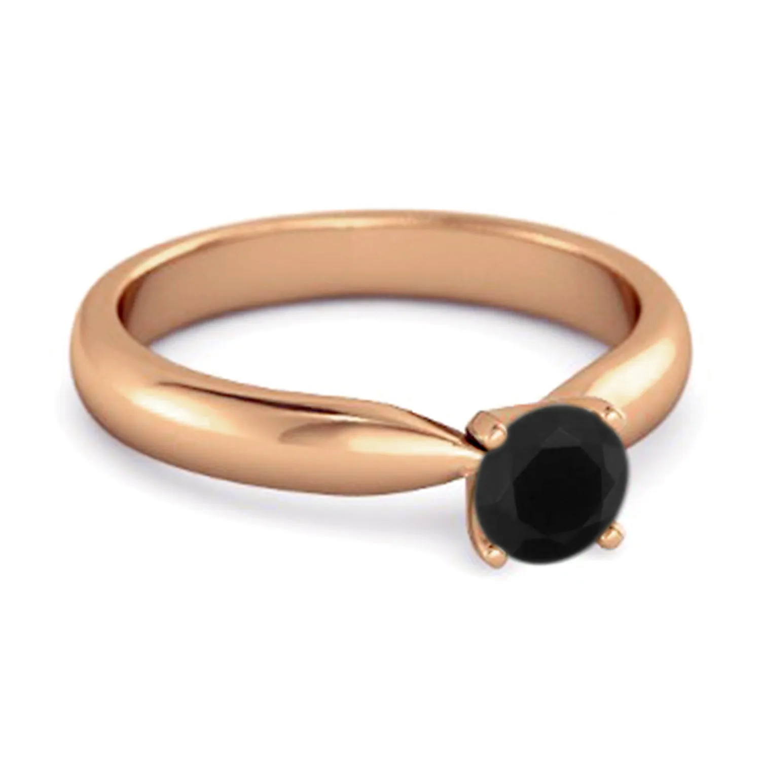 Solitaire Round Cut Black Spinel 925 Sterling Silver Promise Ring