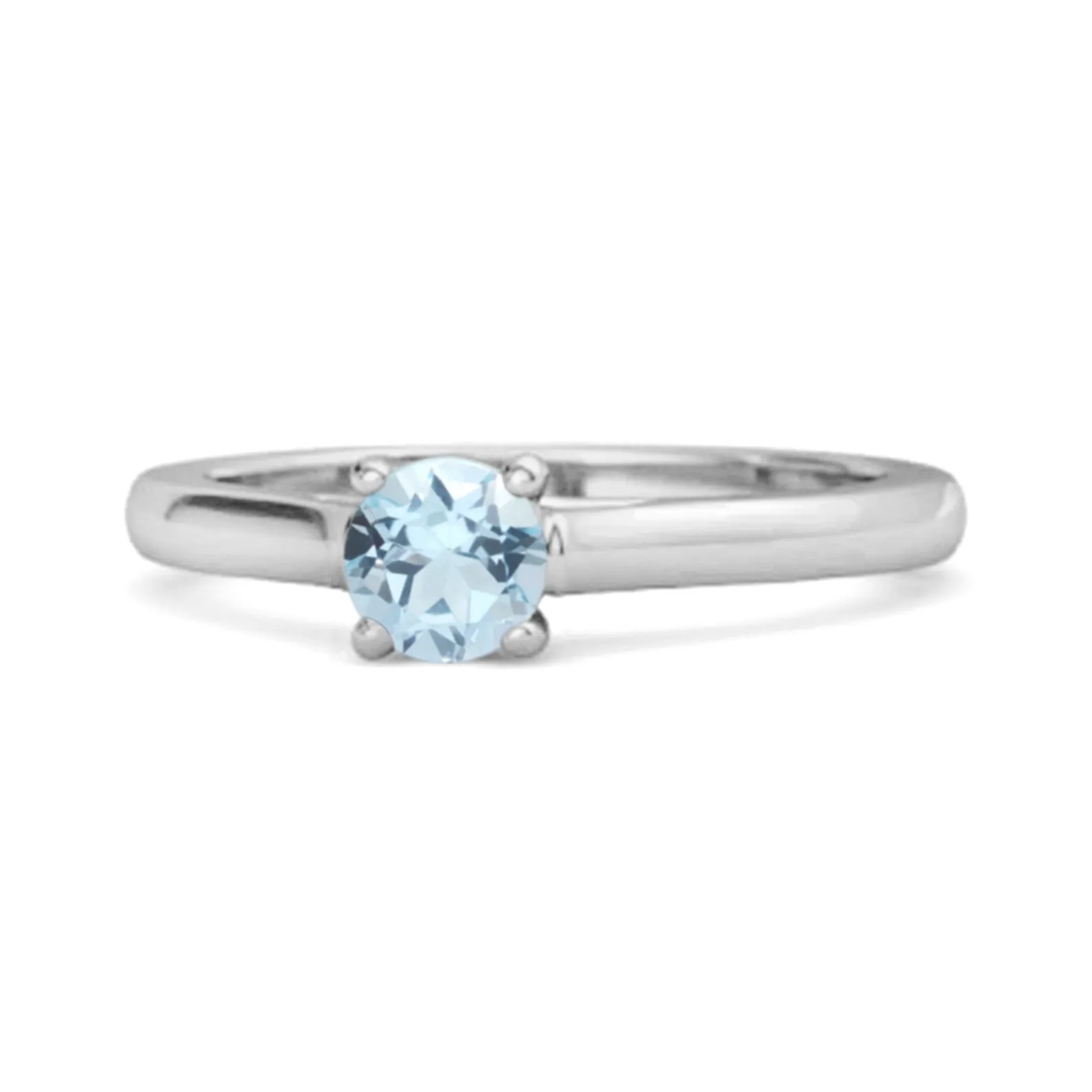 Solitaire Round Cut Blue Topaz 925 Sterling Silver Promise Ring