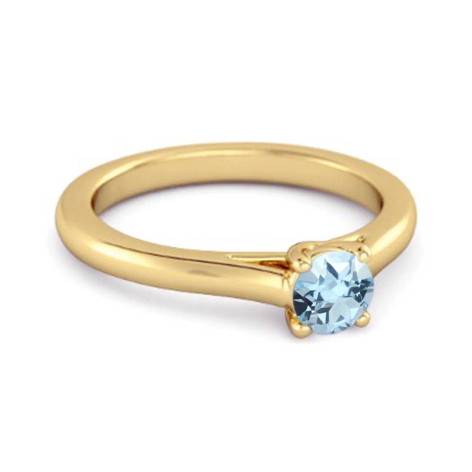 Solitaire Round Cut Blue Topaz 925 Sterling Silver Promise Ring